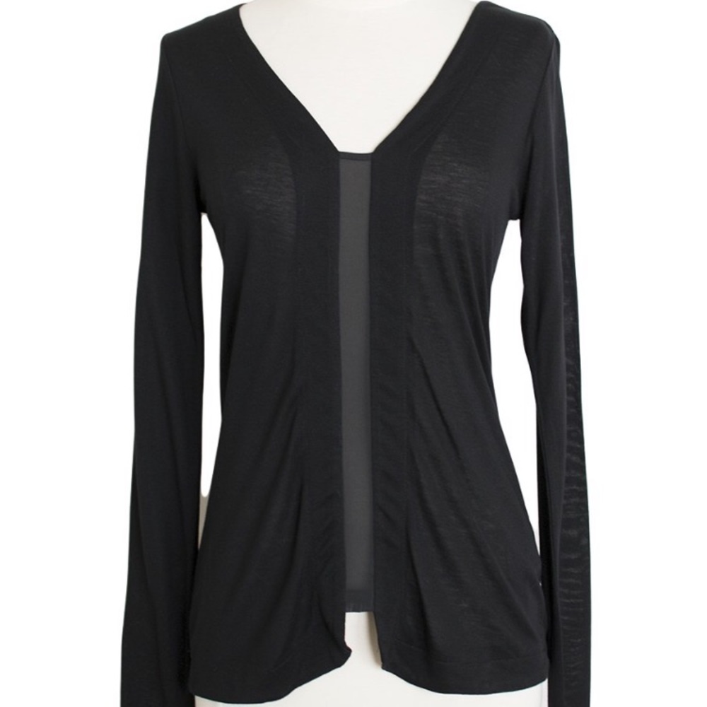 Skunkfunk | Black Long Sleeve Sheer Panel Top - Picture 2 of 4
